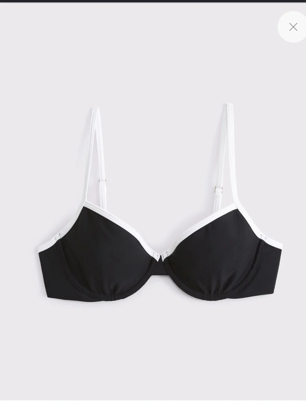 Abercrombie & Fitch 90s Clean Black and White Underwire Swimsuit Bikini Top